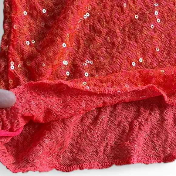 Free People Intimately  Coral Sequin Lace Cami Tank M Boho Festival cami Top - Picture 6 of 8